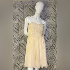 J Crew Silk Chiffon Dress Strapless High Waist Size 10 champagne, cream colour